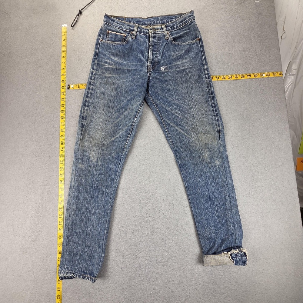 Vintage Levis 501 Jeans Mens Blue‎ Selvedge LVC Made in USA Whiskers Fits 28x30